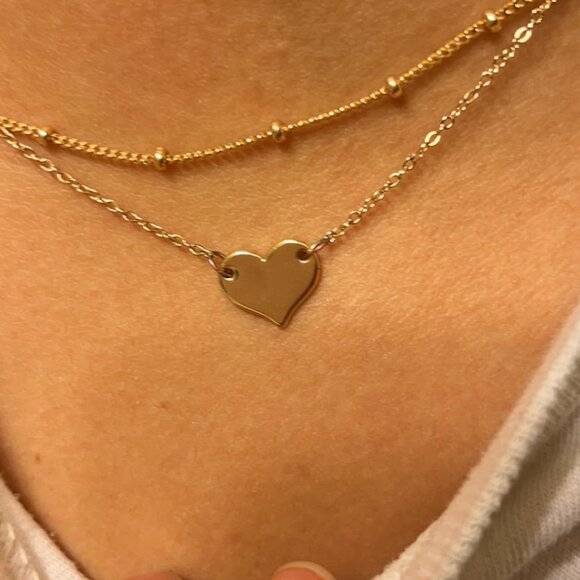 Neiman Marcus 18k Gold Plated Layered Heart Necklace - Picture 2 of 3